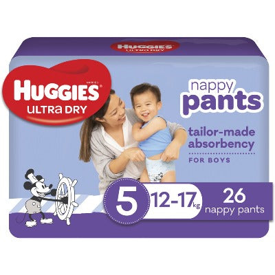 Huggies Nappy Pants Boys Size 5 26 Pack