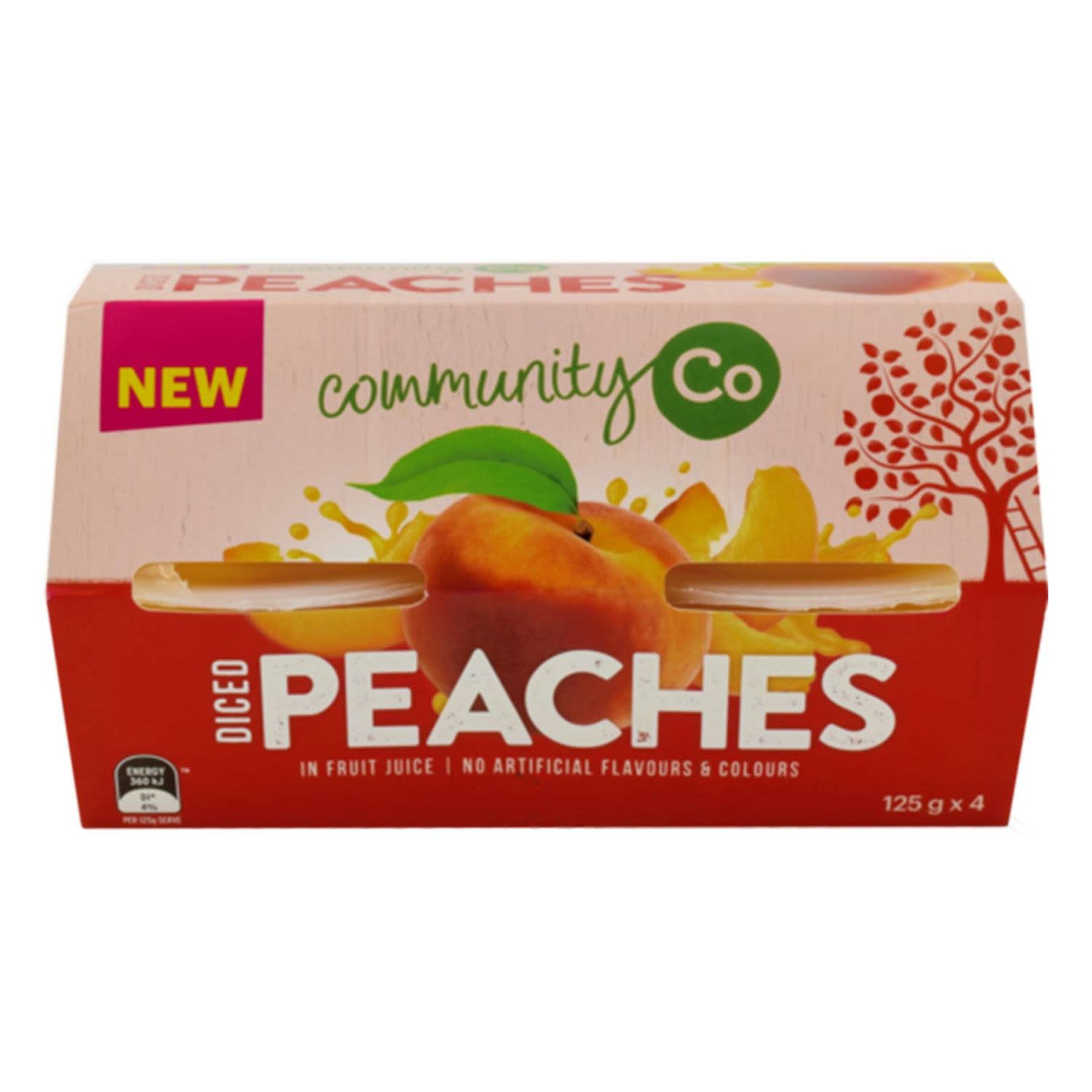 Community Co Diced Peaches In Juice 4X120gm