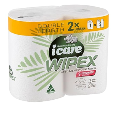 Icare Wipex Paper Towel 3 Ply Double Length 2 Pk