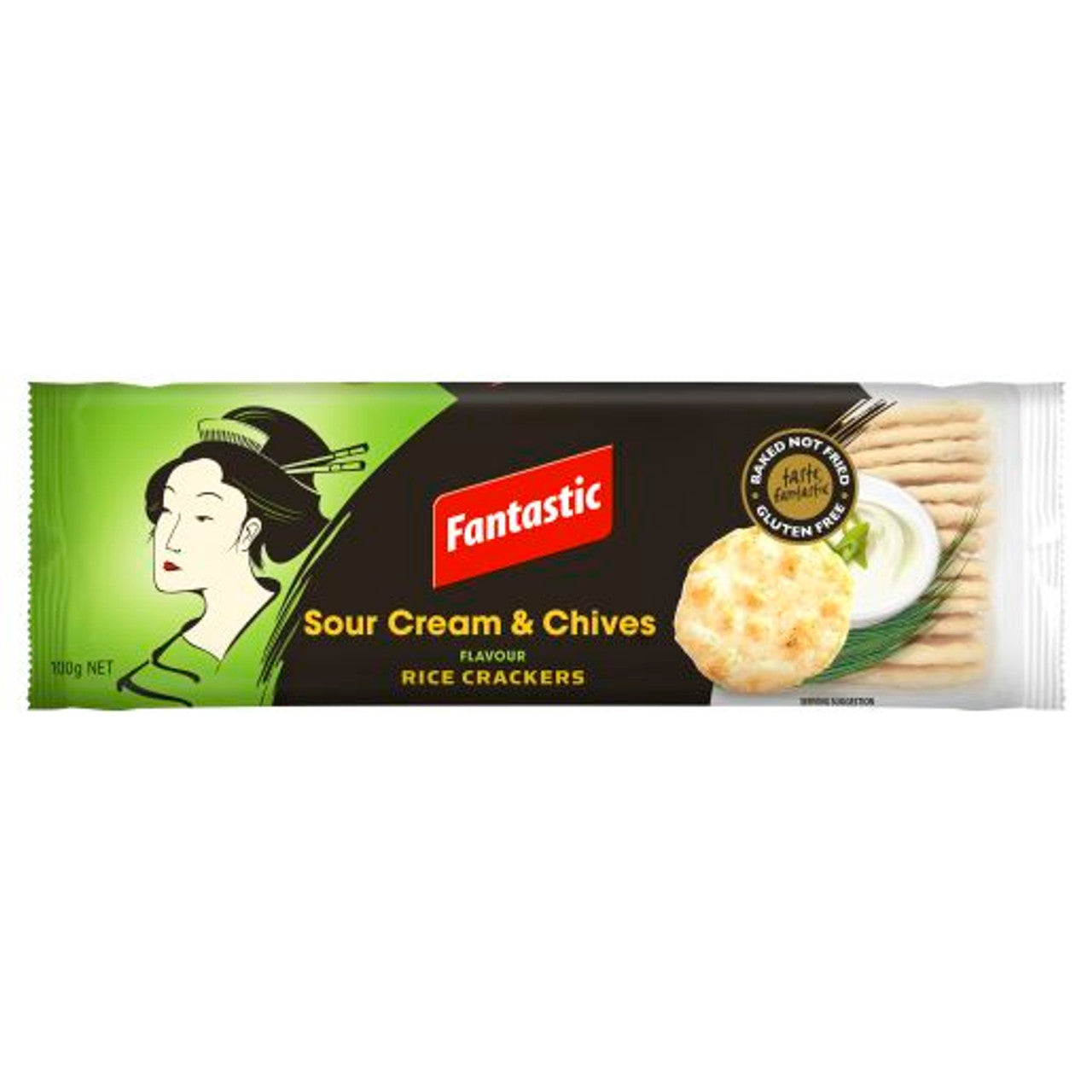 Fantastic Sour Cream & Chives Rice Crackers 100G