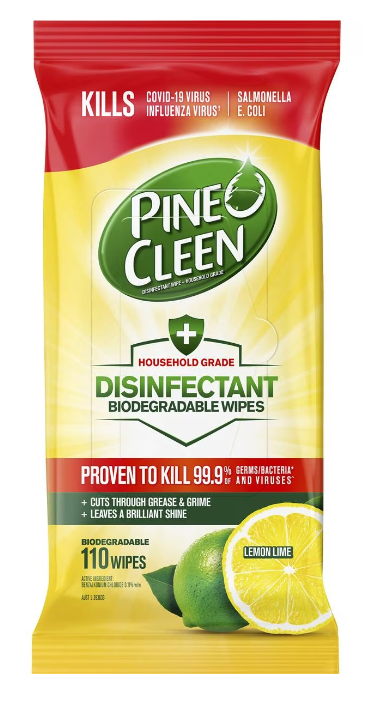 Pine O Cleen Disinfectant Wipes Lemon Lime 110pk