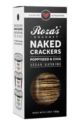 Roza's Gourmet Naked Crackers Poppyseed & Chia 120g