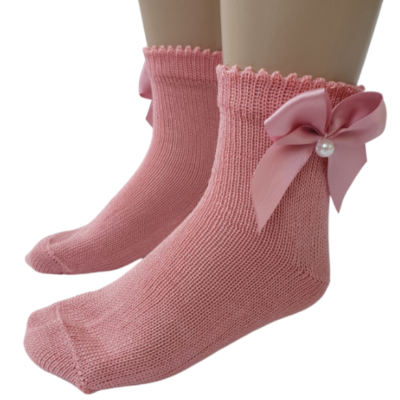Carlomagno Ankle Sock with Pearl / Rosa / 0 (Vittori Pridham Baby Registry)