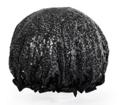 Luxury Sequin Shower Cap - Black