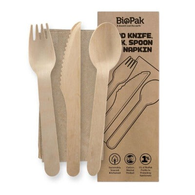 Biopak Cutlery Kit Wooden 4pc