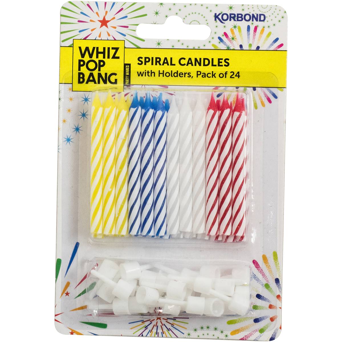 Korbond Spiral Candles With Holders 24 pack