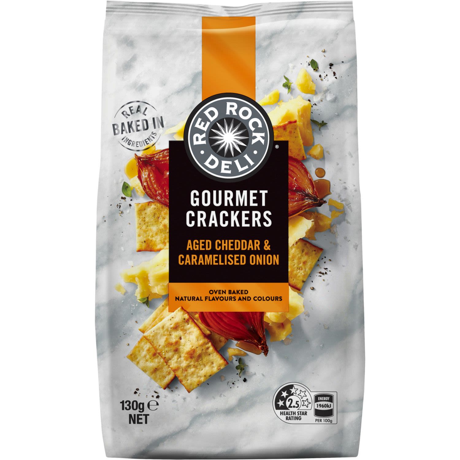Red Rock Deli gourmet Crackers Cheddar & Caramelised Onion 130gm
