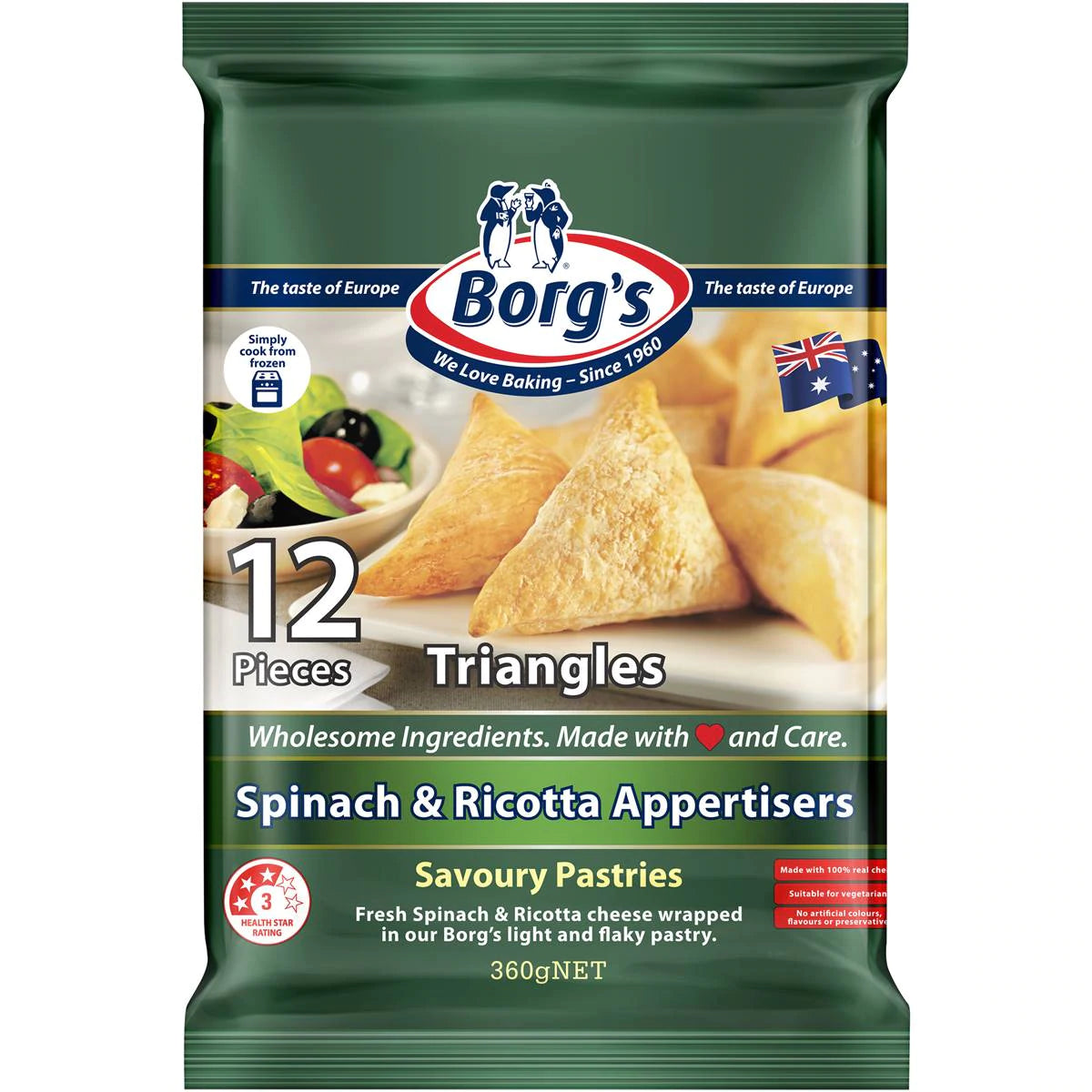 Borg's Triangles Spinach Cheese 360gm