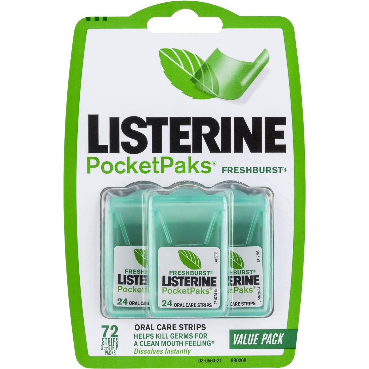 Listerine Pocket Paks Fresh Burst 72pk