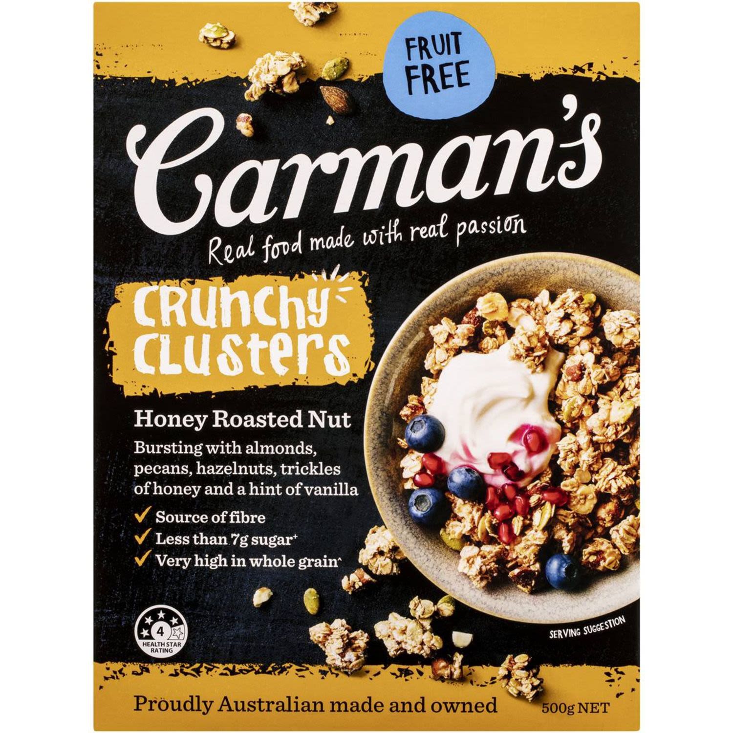 Carmans Aussie Oat Clusters Honey Crunch 450gm