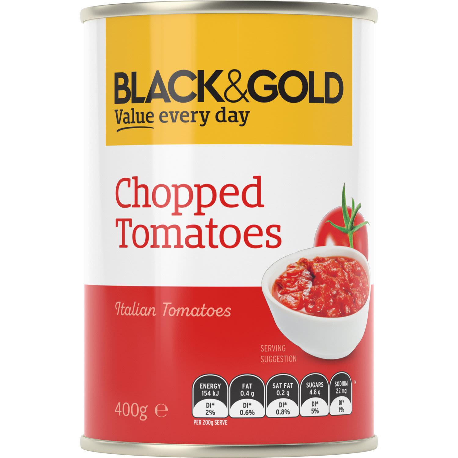 Black & Gold Chopped Tomatoes 400gm.