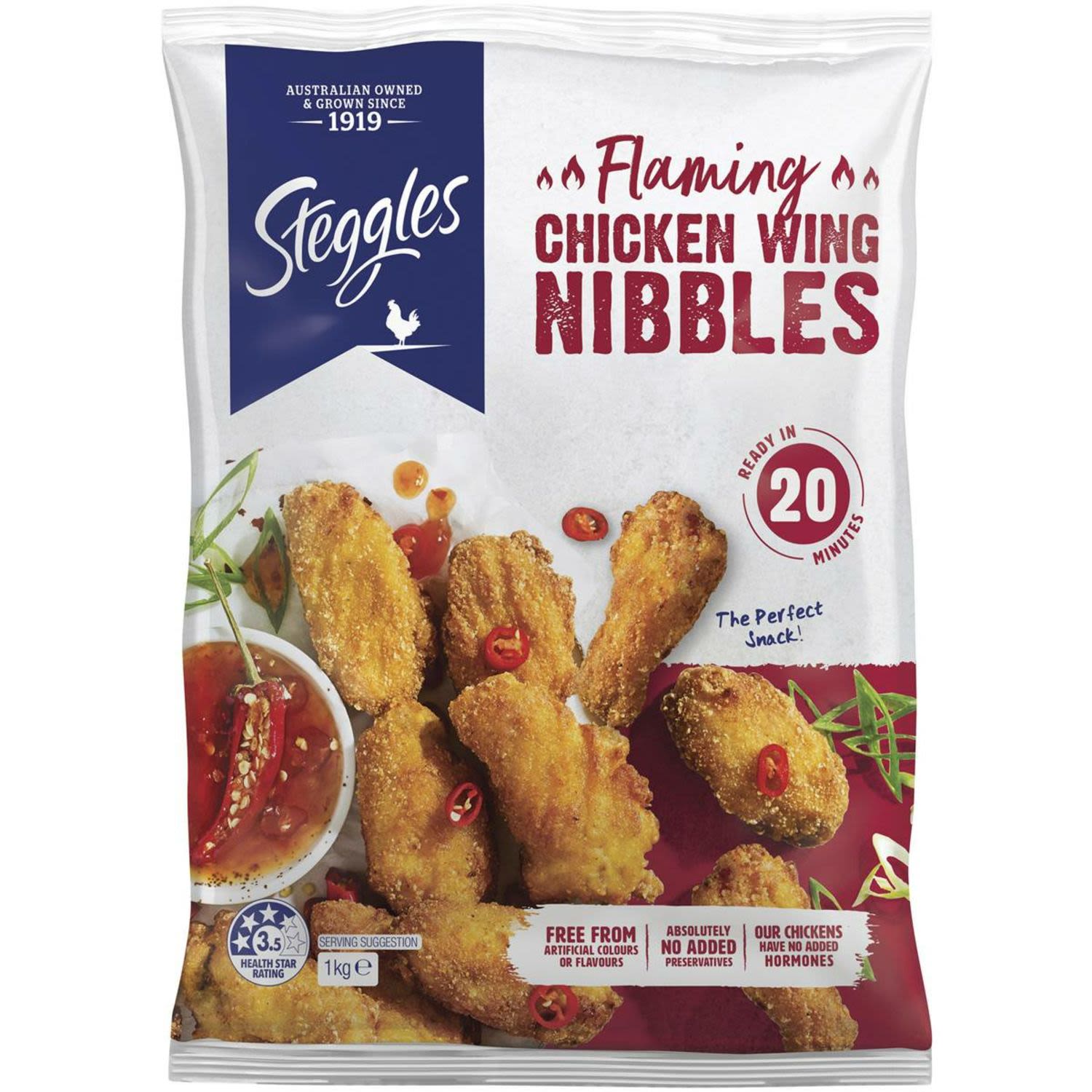 Steggles Flaming Chicken Wing Nibbles 1kg