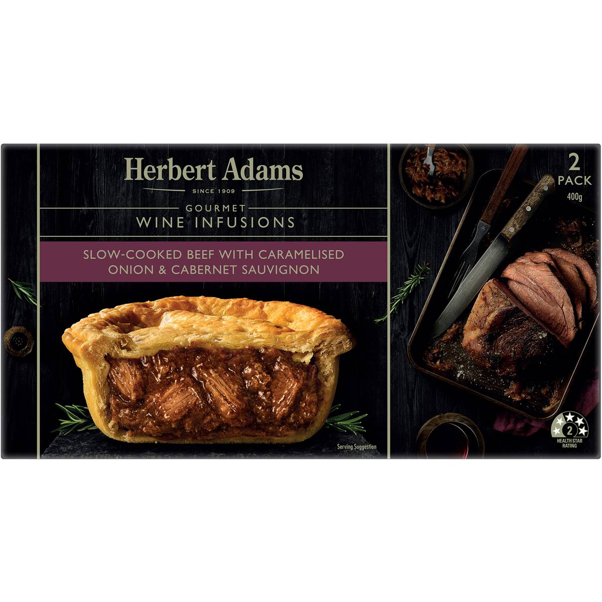 Herbert Adams Slow Cooked Beef, Caramelised Onion & Cabernet Sauvignon 2 Pack
