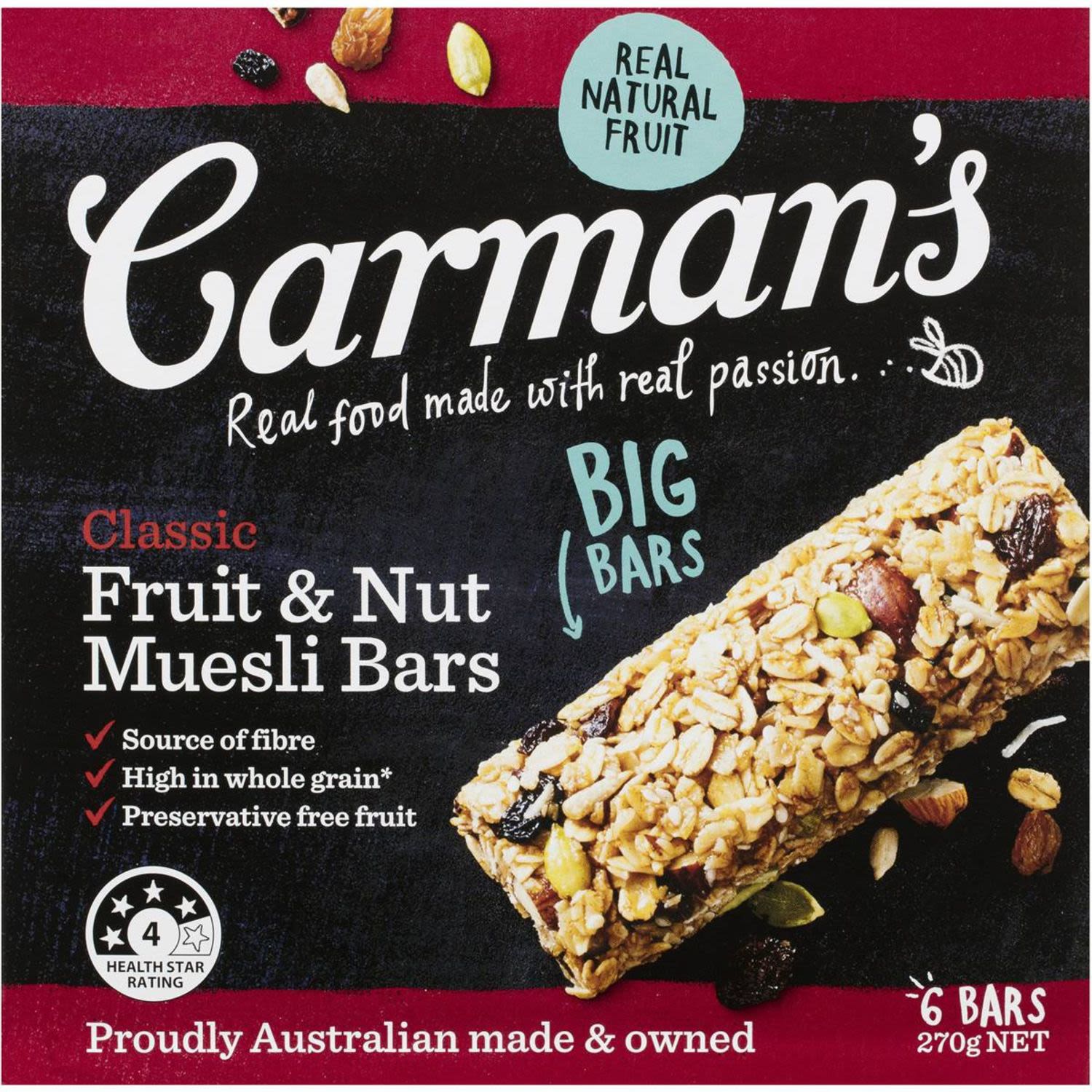 Carmans Classic Fruit Muesli Bars 6 Pk