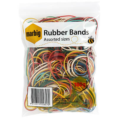 Marbig Assorted Rubber Bands 100gm