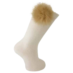 Carlomagno 2956 Fluff Pompom Knee High Sock