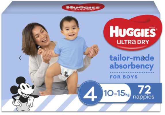 Huggies Boys Nappies Size 4 (10-14kg) 72 Pack