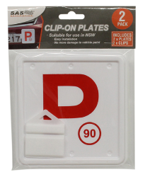 P Plate Red Clip On 2 pack