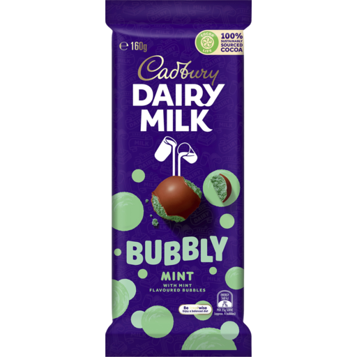 Cadbury Dairy Milk Bubbly Mint Block 160gm