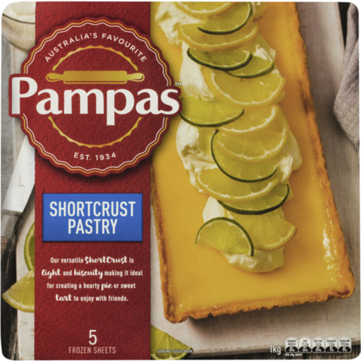 Pampas Shortcrust Pastry 5 Sheets 1Kg