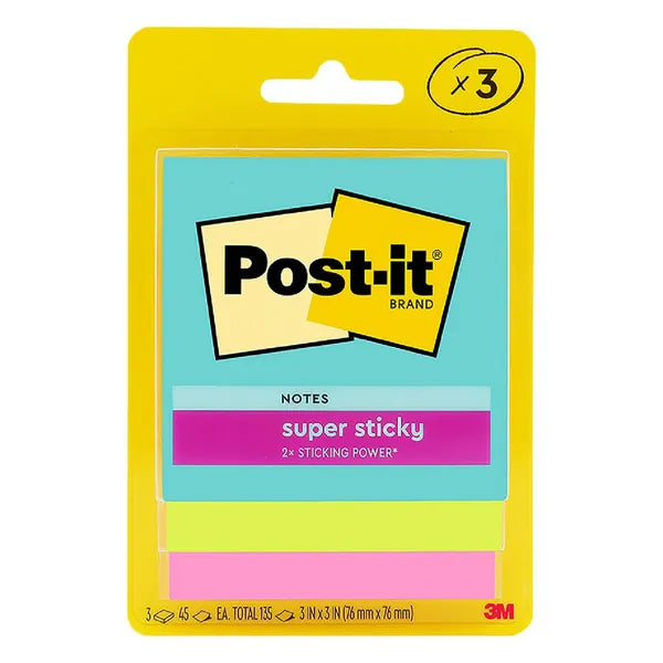 Post It Notes Super Sticky 3pk