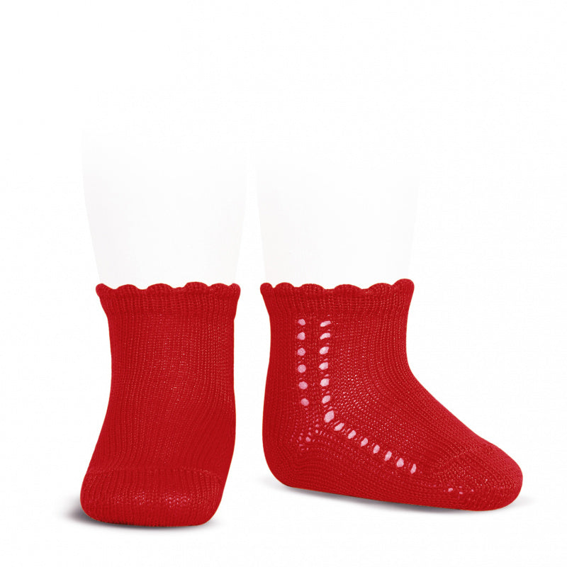 Condor 2569/4 Side Openwork Perle Ankle Sock / Red